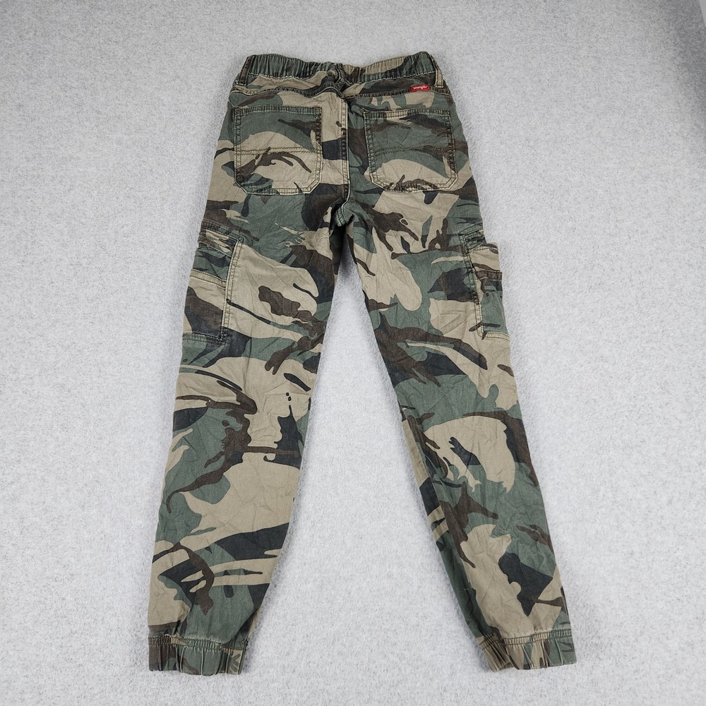 Wrangler Cargo Jogger Pants Boys 12 Slim Green Camo Elastic Waist Tapered Leg